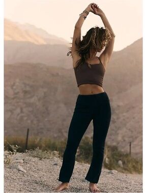 FP MOVEMENT Right on Ribbed Crop Ruffle Hem Flare Legging